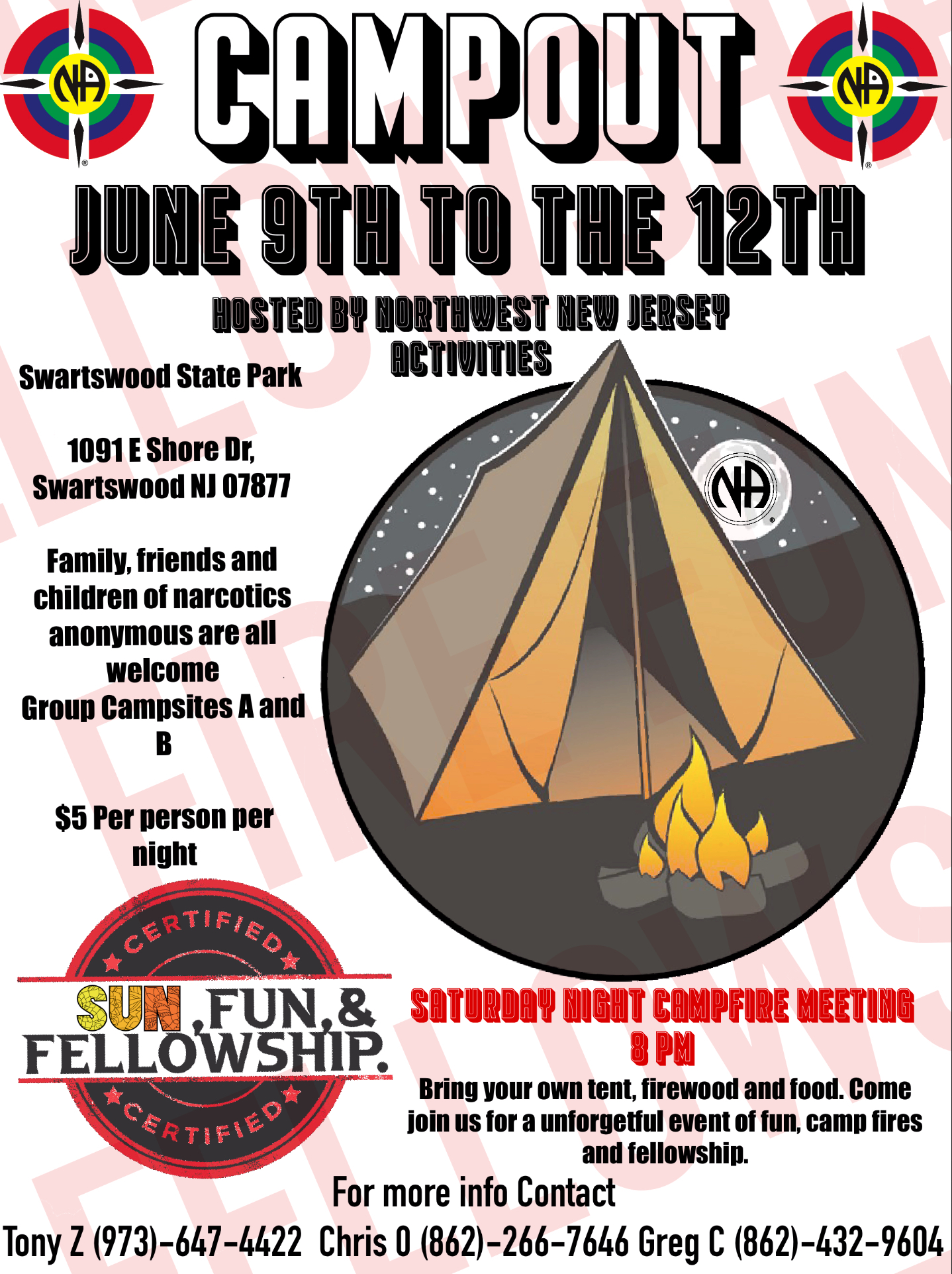 NWNJNA June 2022 Camping @ Swartswood State Park